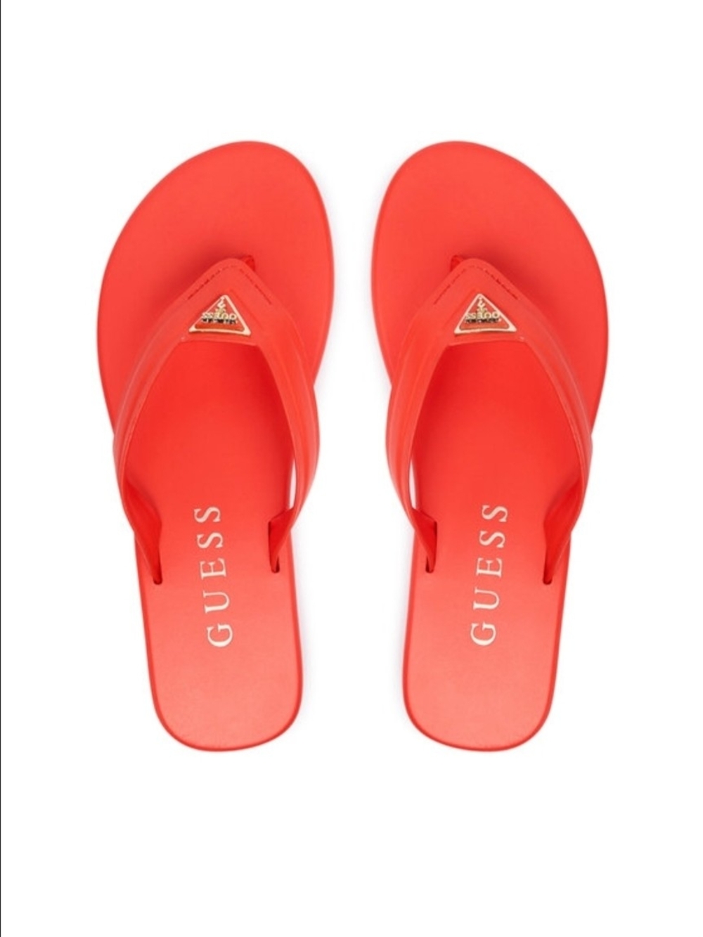Guess Orange Candry Jelly Flip Flop Sandals with Gold Logo. Size 8 NIB